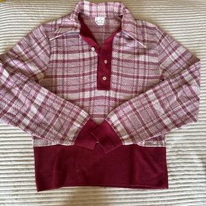 Plaid Long Sleeve Polo Shirt